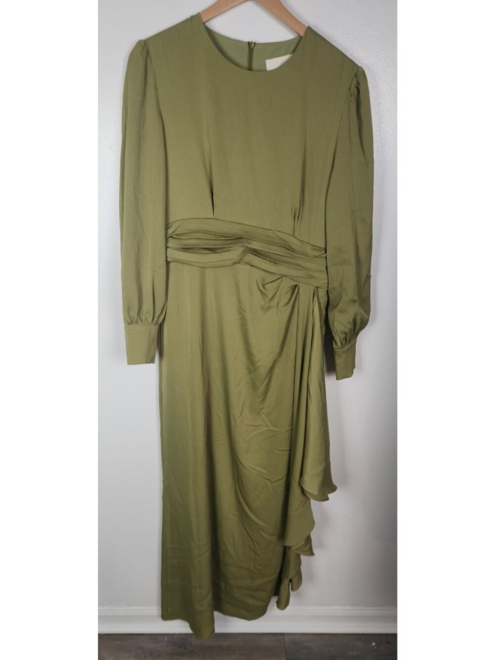 VEILED New York Women's Sz. L Long Sleeve Green Satin Dress